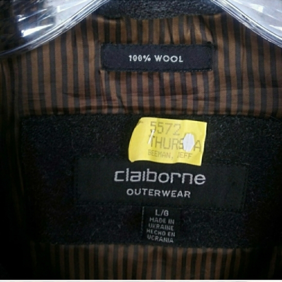 Claiborne Outerwear Wool Over Coat Brown Large - Picture 6 of 8